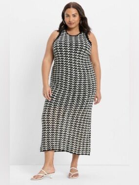 Future Collective Women's Open Back Maxi Sweater Dress - Black/White